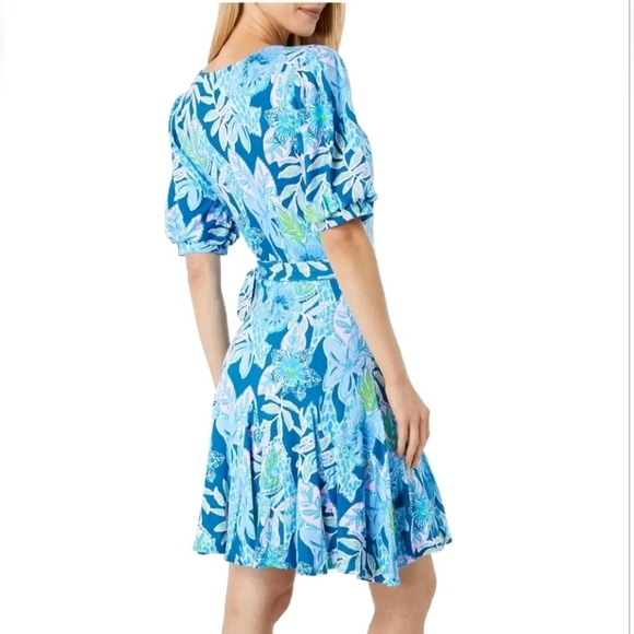 Lilly Pulitzer Kessler Wrap Dress In Macaw Blue Size XS - Picture 3 of 12